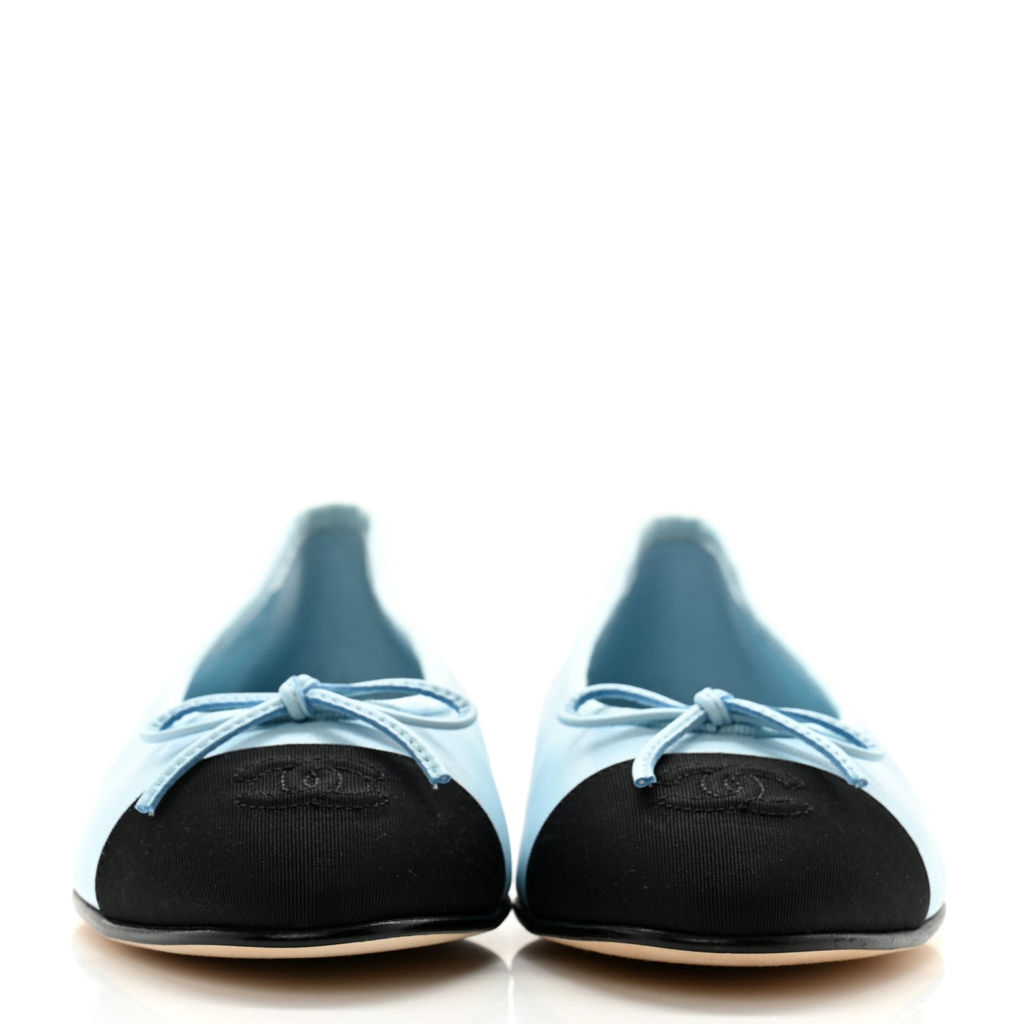 Lambskin Cap Toe CC Ballerina Flats 38 Light Blue Black