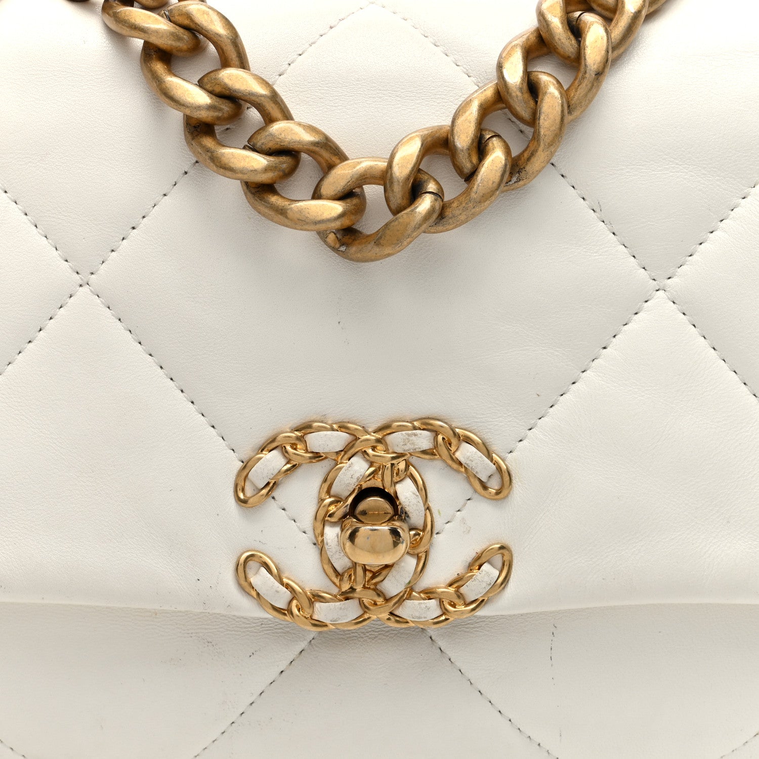 Chanel Lambskin Quilted Medium Chanel 19 Flap White 8 of 10