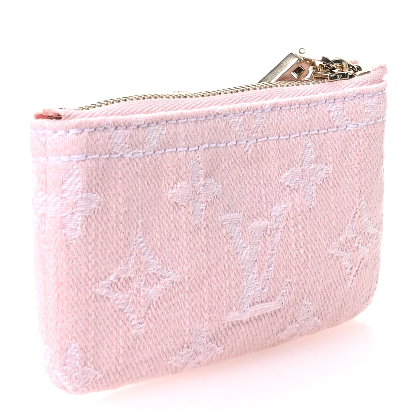 Monogram Denim Key Pouch Washed Pink