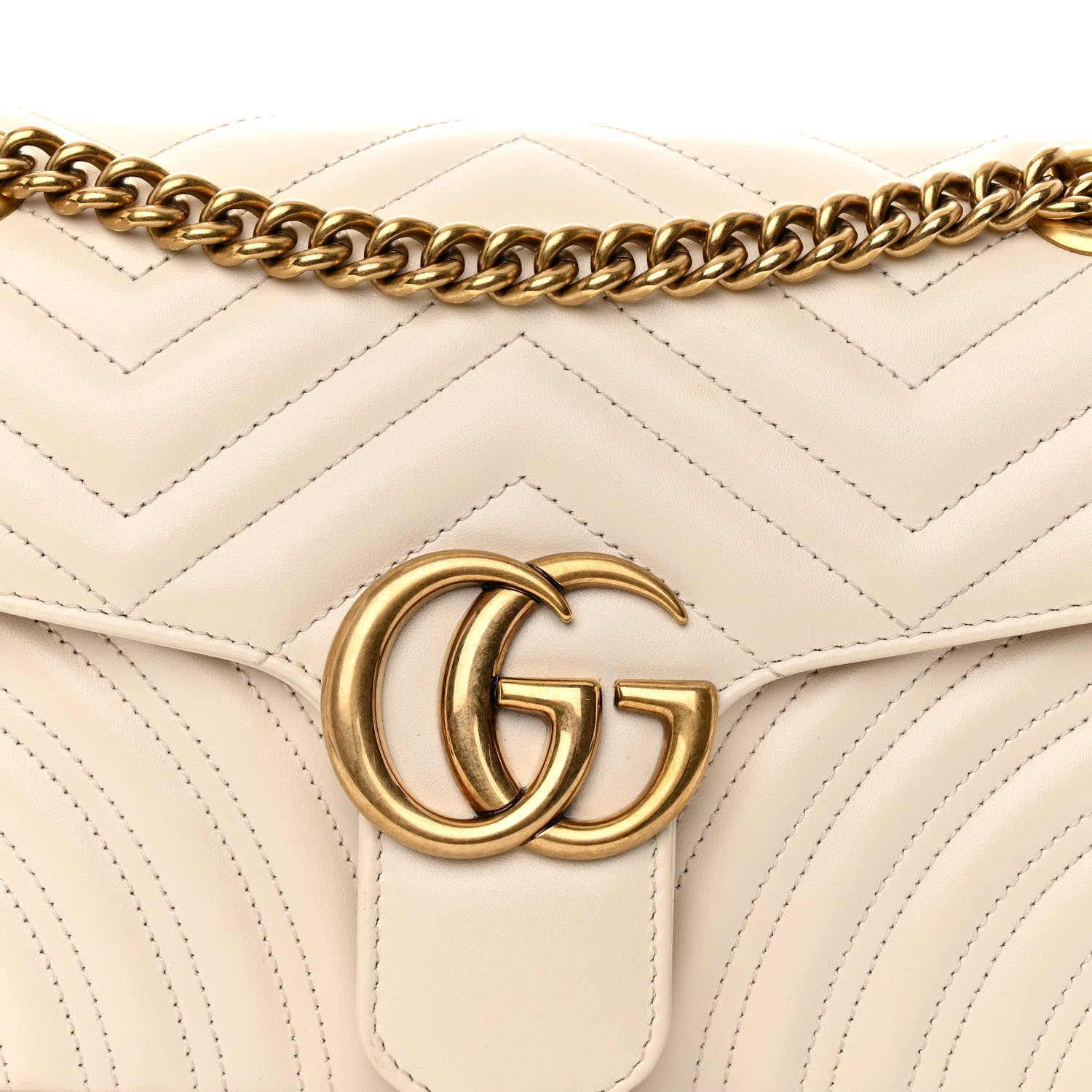 Gucci Calfskin Matelasse Small GG Marmont Shoulder Bag White 7 of 9