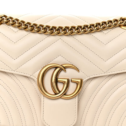 Gucci Calfskin Matelasse Small GG Marmont Shoulder Bag White 7 of 9