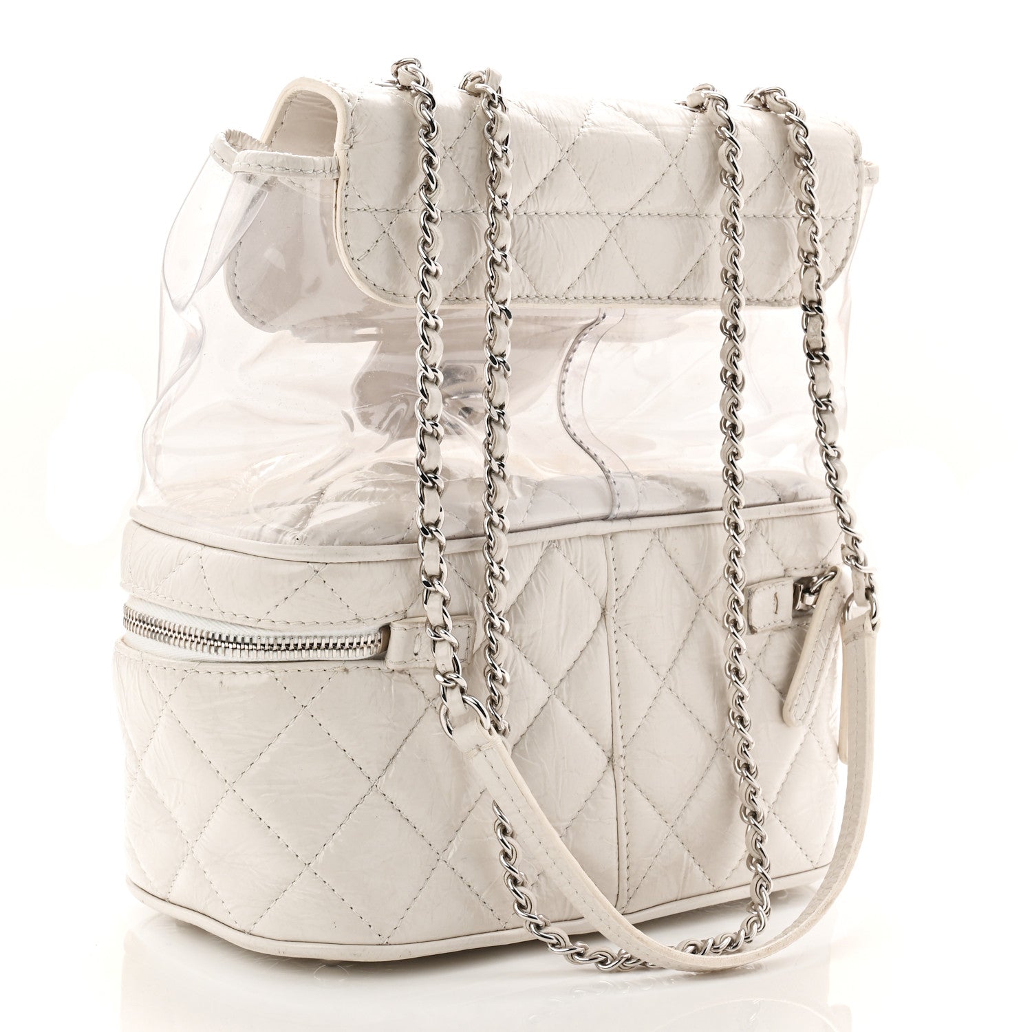 Chanel Crumpled Calfskin PVC Quilted Flap White 3 of 13