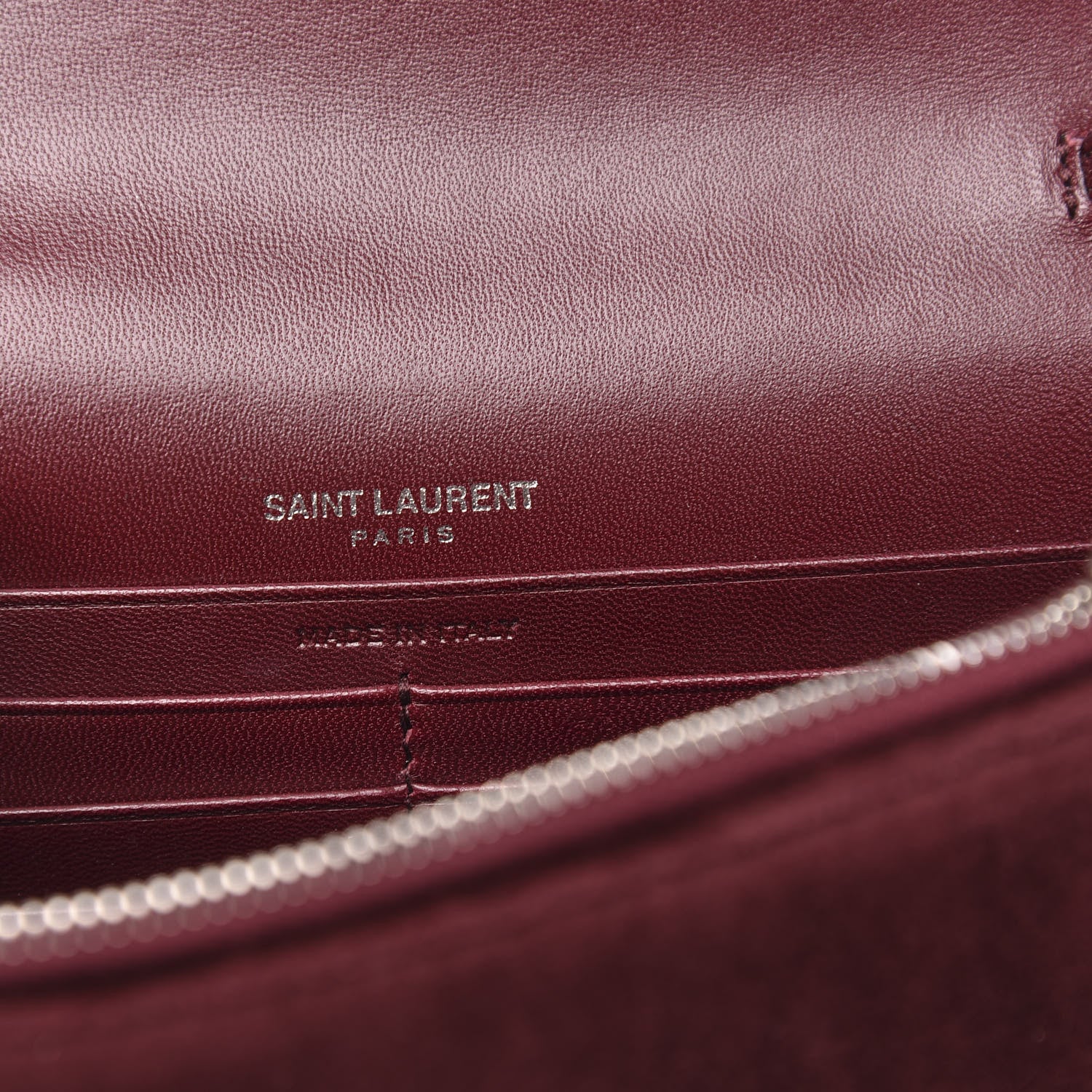 Saint Laurent Velvet Crystal Monogram Kate Tassel Shoulder Bag Burgundy 6 of 9
