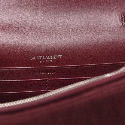 Saint Laurent Velvet Crystal Monogram Kate Tassel Shoulder Bag Burgundy 6 of 9