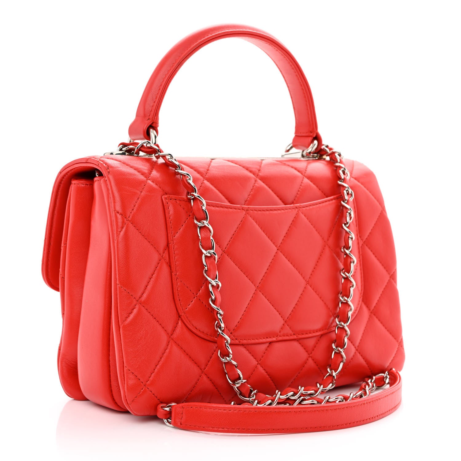 Chanel Lambskin Quilted Small Trendy CC Flap Dual Handle Bag Red 3 of 10
