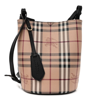 Burberry Haymarket Check Colours Small Lorne Bucket Crossbody Black 1 of 10