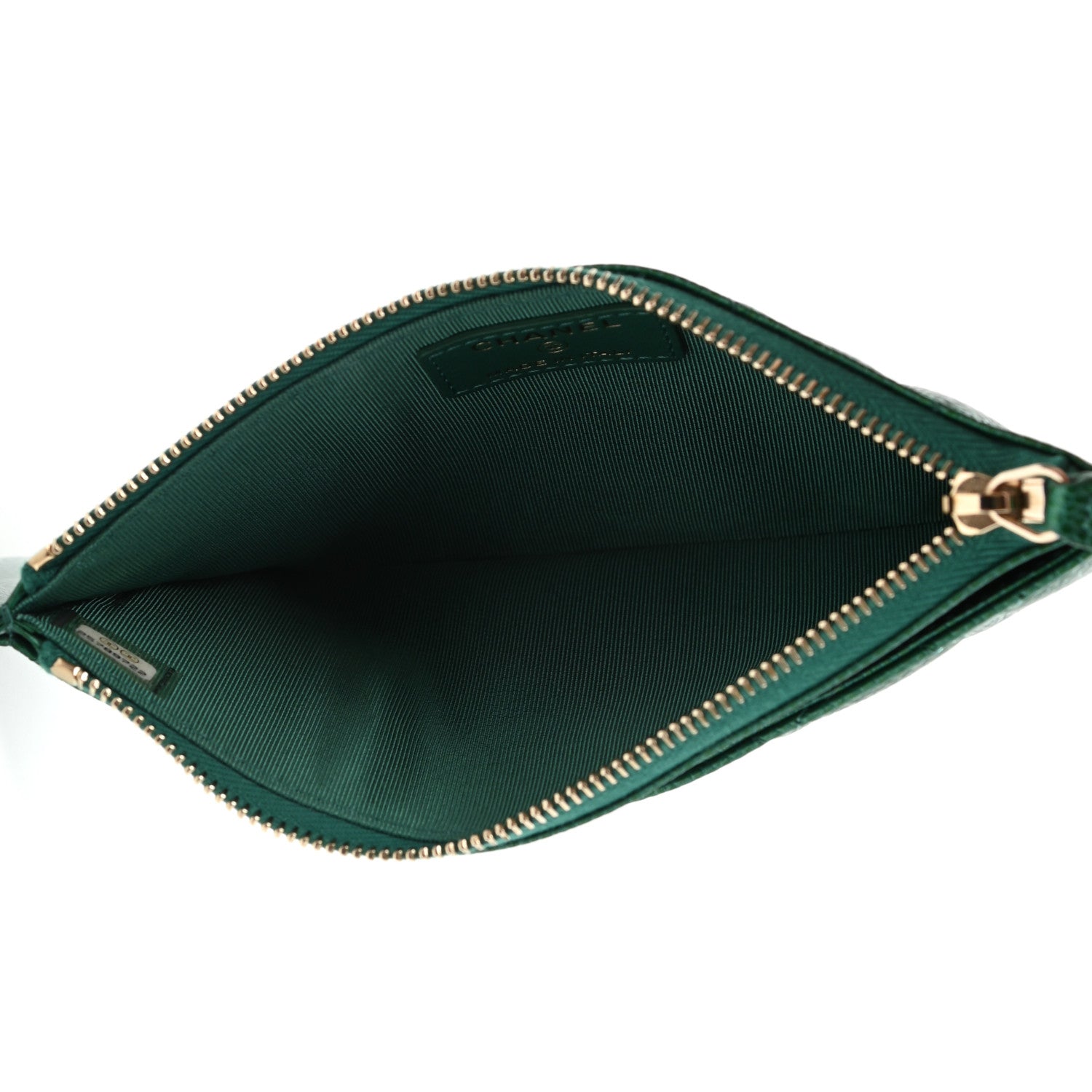 Chanel Metallic Caviar Quilted Classic Zip Pouch Green 5 of 7