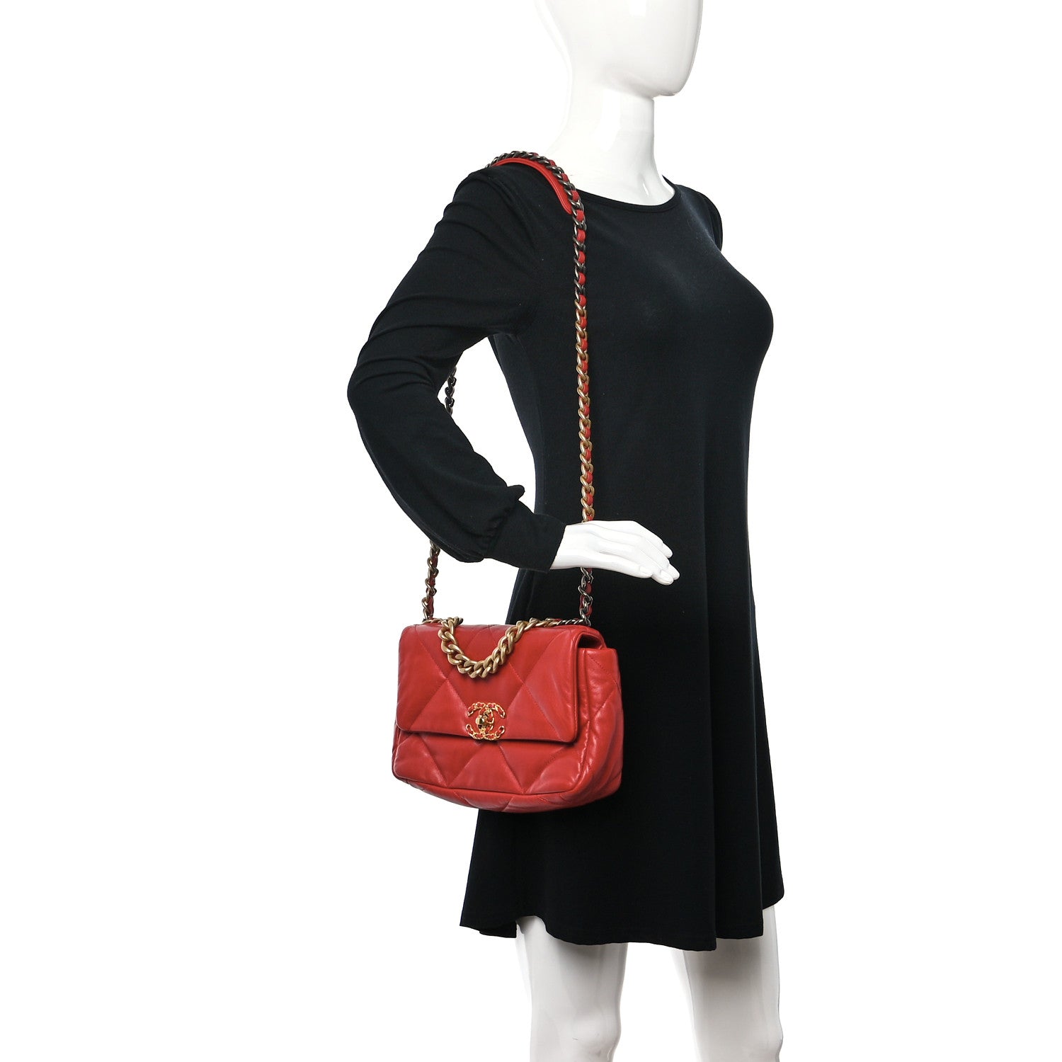 Chanel Goatskin Quilted Medium Chanel 19 Flap Red 2 of 10