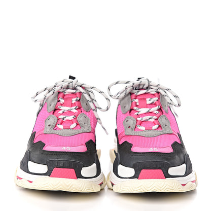 Balenciaga Fabric Mesh Womens Triple S Sneakers 40 Fluo Pink Grey White 2 of 8