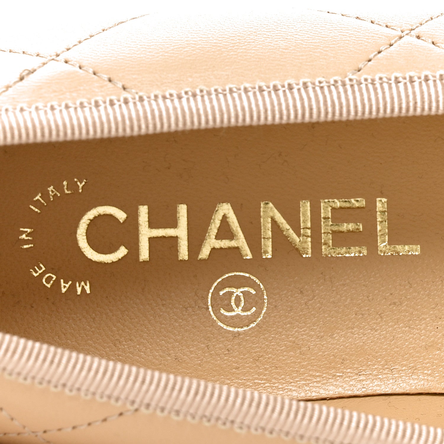 Chanel Lambskin Quilted CC Cambon Ballet Flats 39 Beige Black 7 of 8