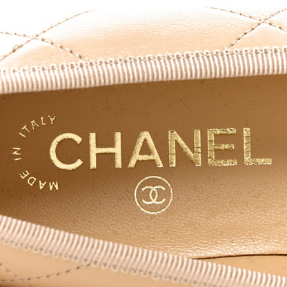 Chanel Lambskin Quilted CC Cambon Ballet Flats 39 Beige Black 7 of 8