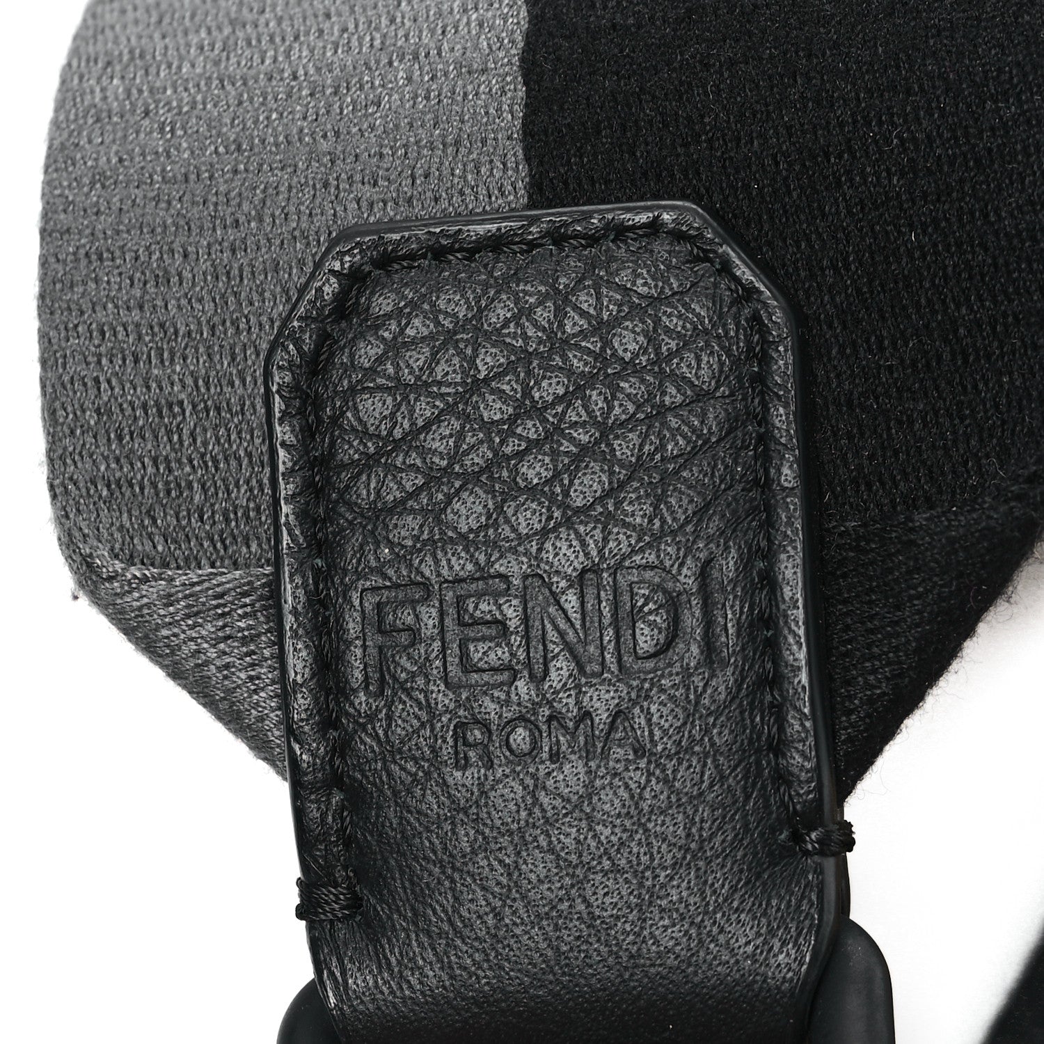 Fendi Canvas Calfskin Logo Strap Black Grey Yellow 3 of 4