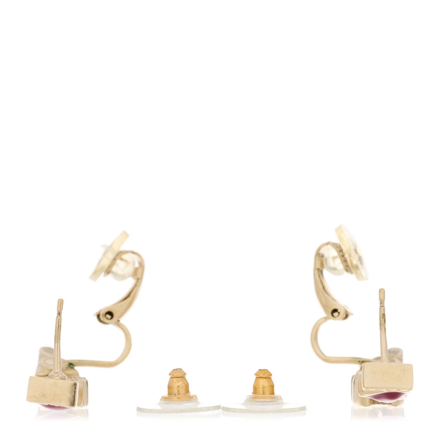Enamel I Heart CC Earrings Gold