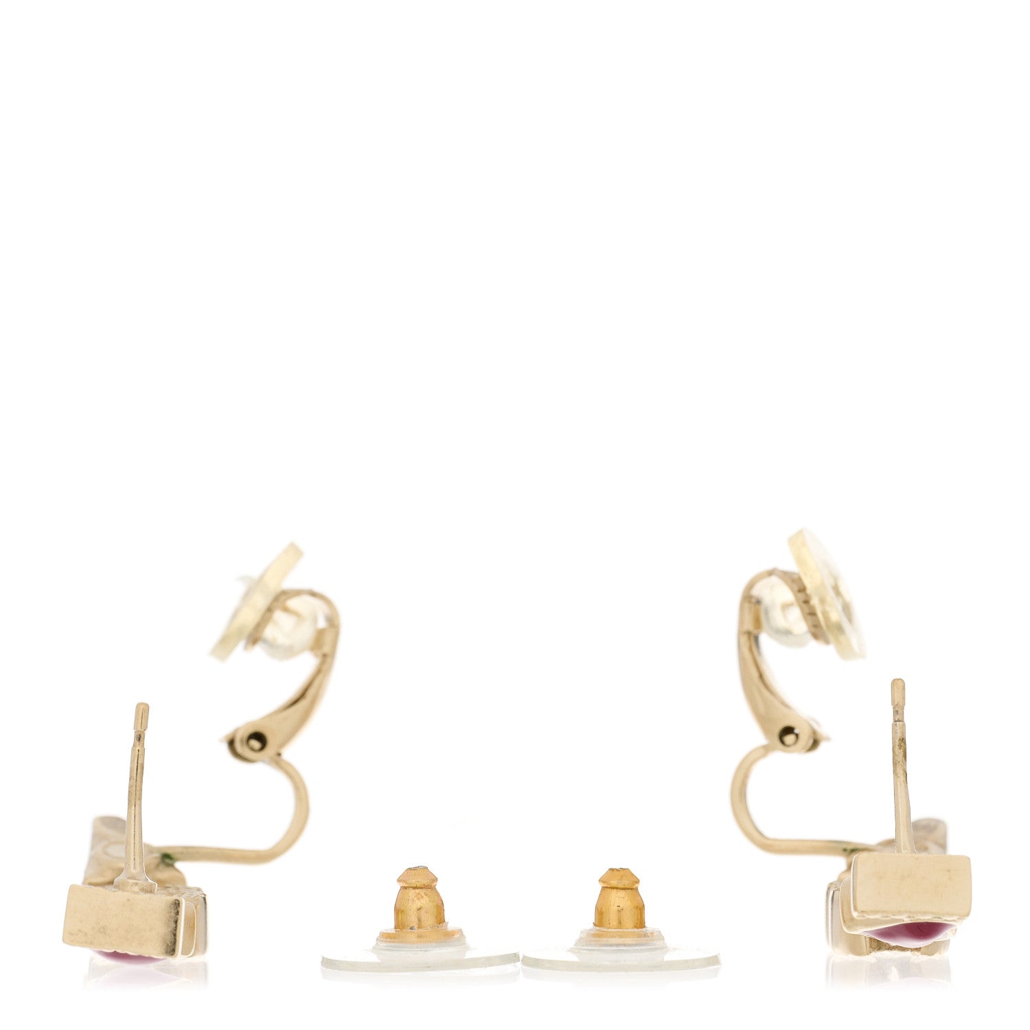 Chanel Enamel I Heart CC Earrings Gold 3 of 5