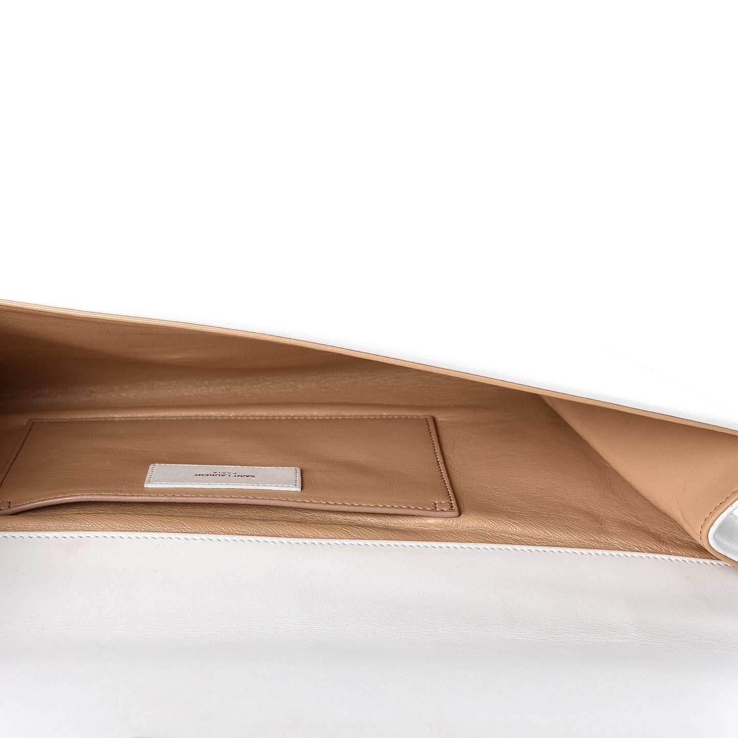 Calfskin Diagonal Clutch White
