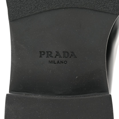 Prada Spazzolato Metal Triangle Logo 50mm Loafers 37 Black 7 of 9