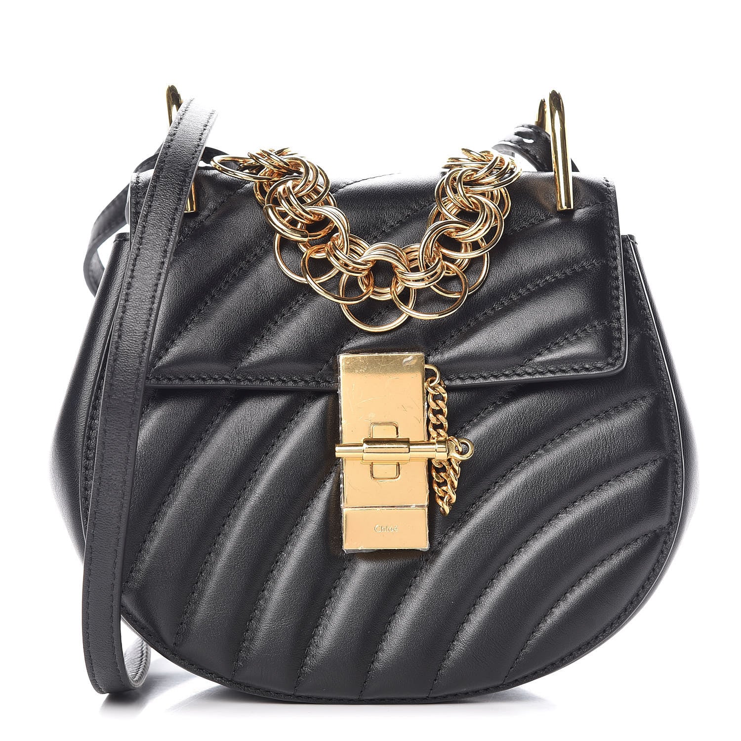 Chloe Calfskin Quilted Mini Drew Bijou Shoulder Bag Black 1 of 9