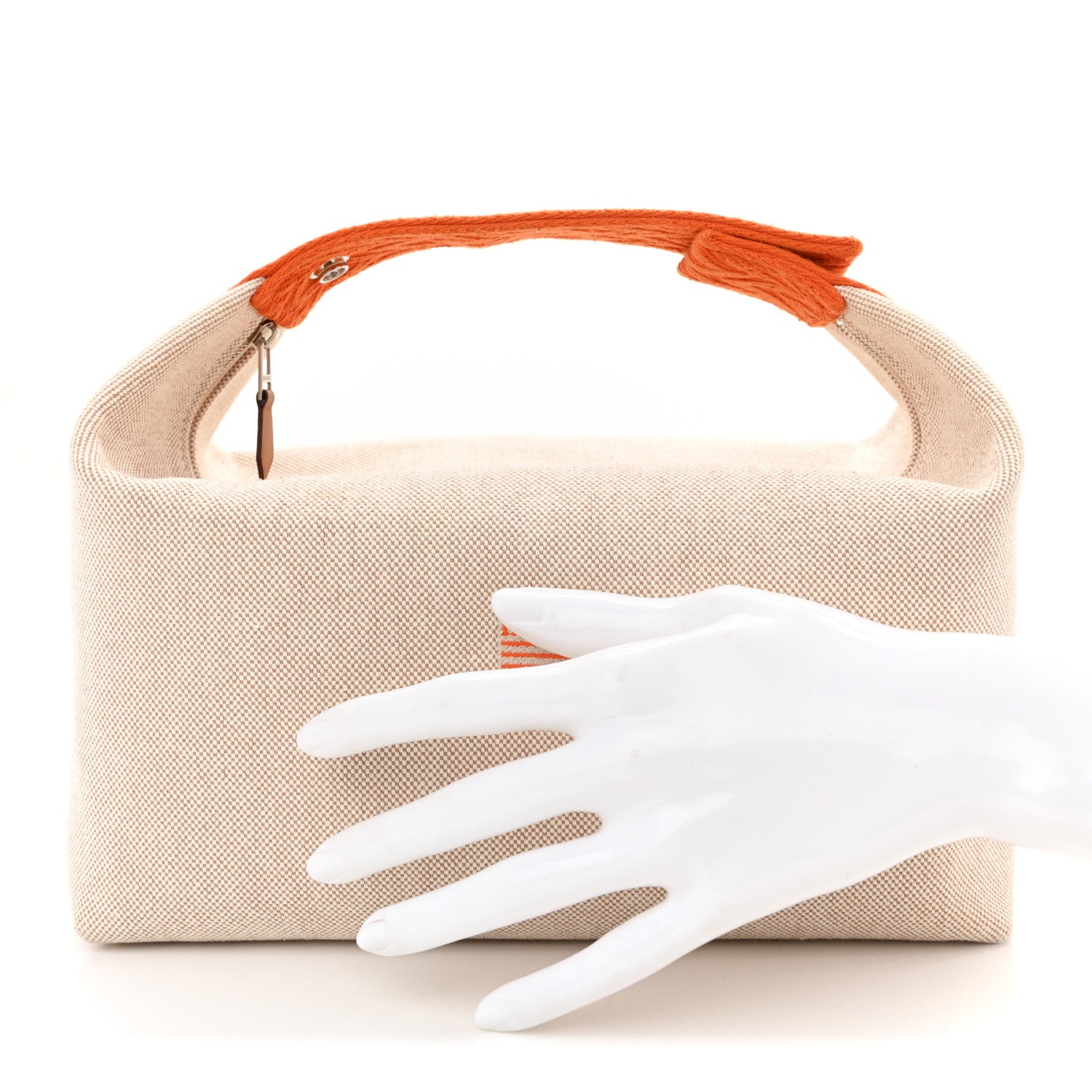 Hermes Canvas Large Bride-A-Brac Pouch Natural Orange 2 of 9