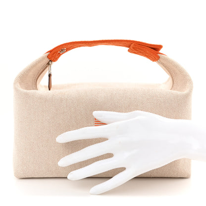 Hermes Canvas Large Bride-A-Brac Pouch Natural Orange 2 of 9