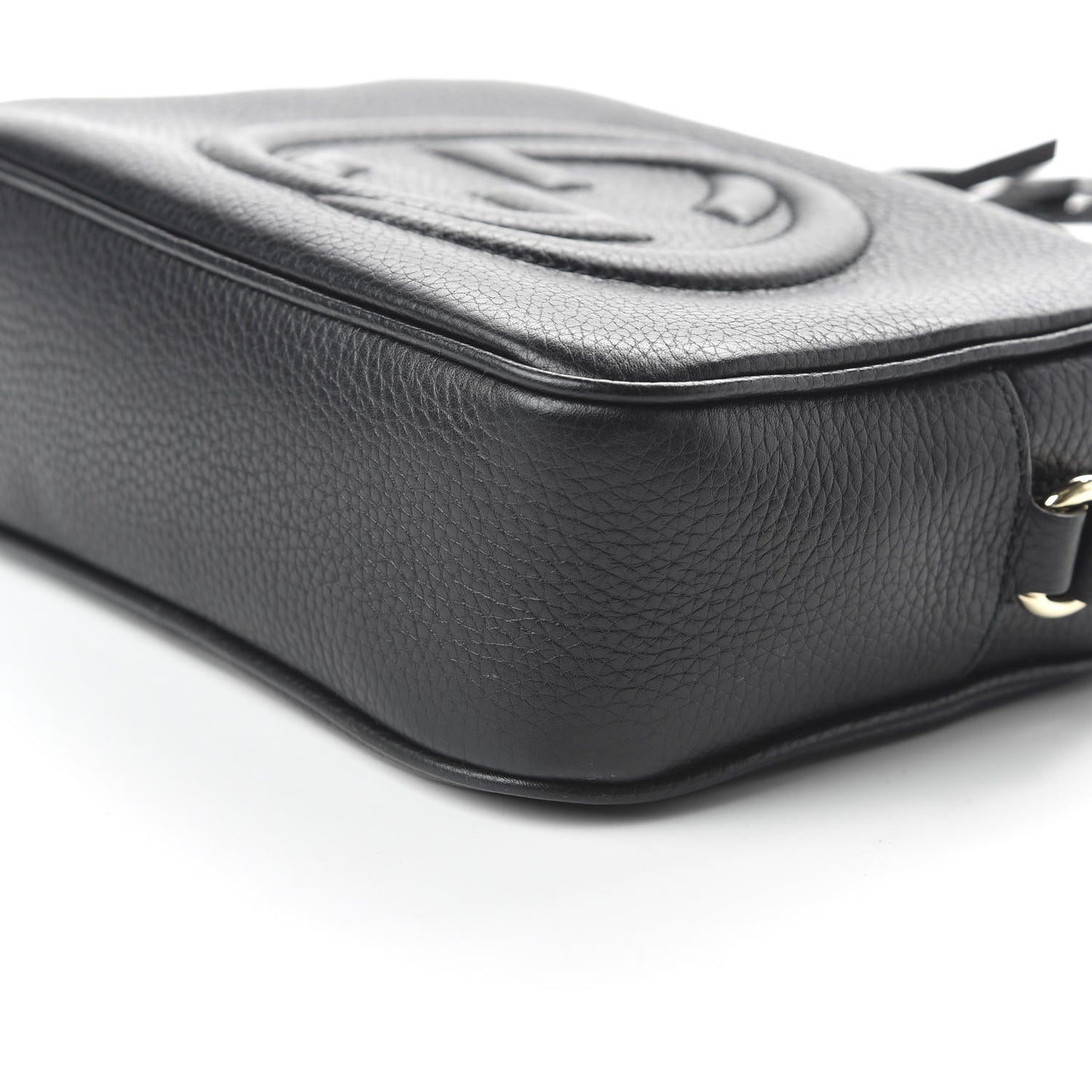 Pebbled Calfskin Small Soho Disco Bag Black