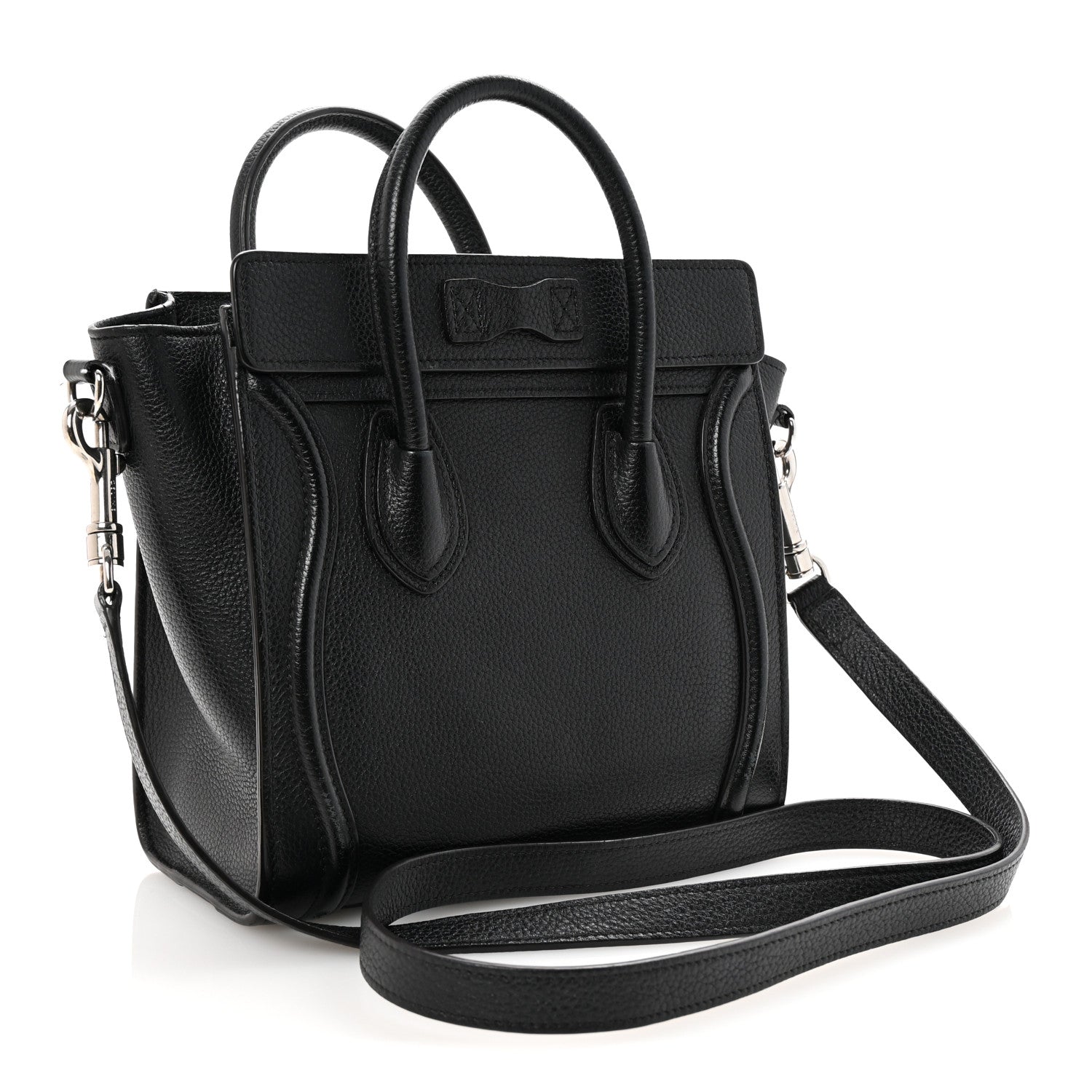 Celine Drummed Calfskin Nano Luggage Black 3 of 9