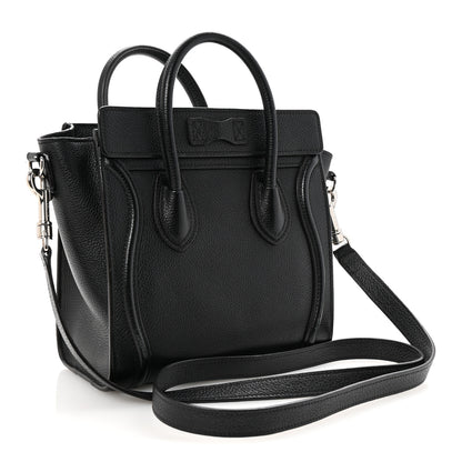 Celine Drummed Calfskin Nano Luggage Black 3 of 9
