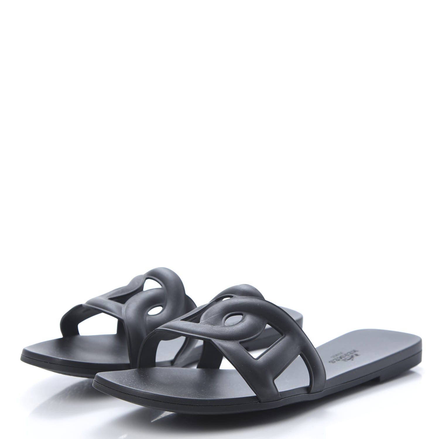 Hermes Rubber Aloha Sandals 39 Black 3 of 8