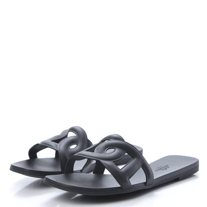 Hermes Rubber Aloha Sandals 39 Black 3 of 8