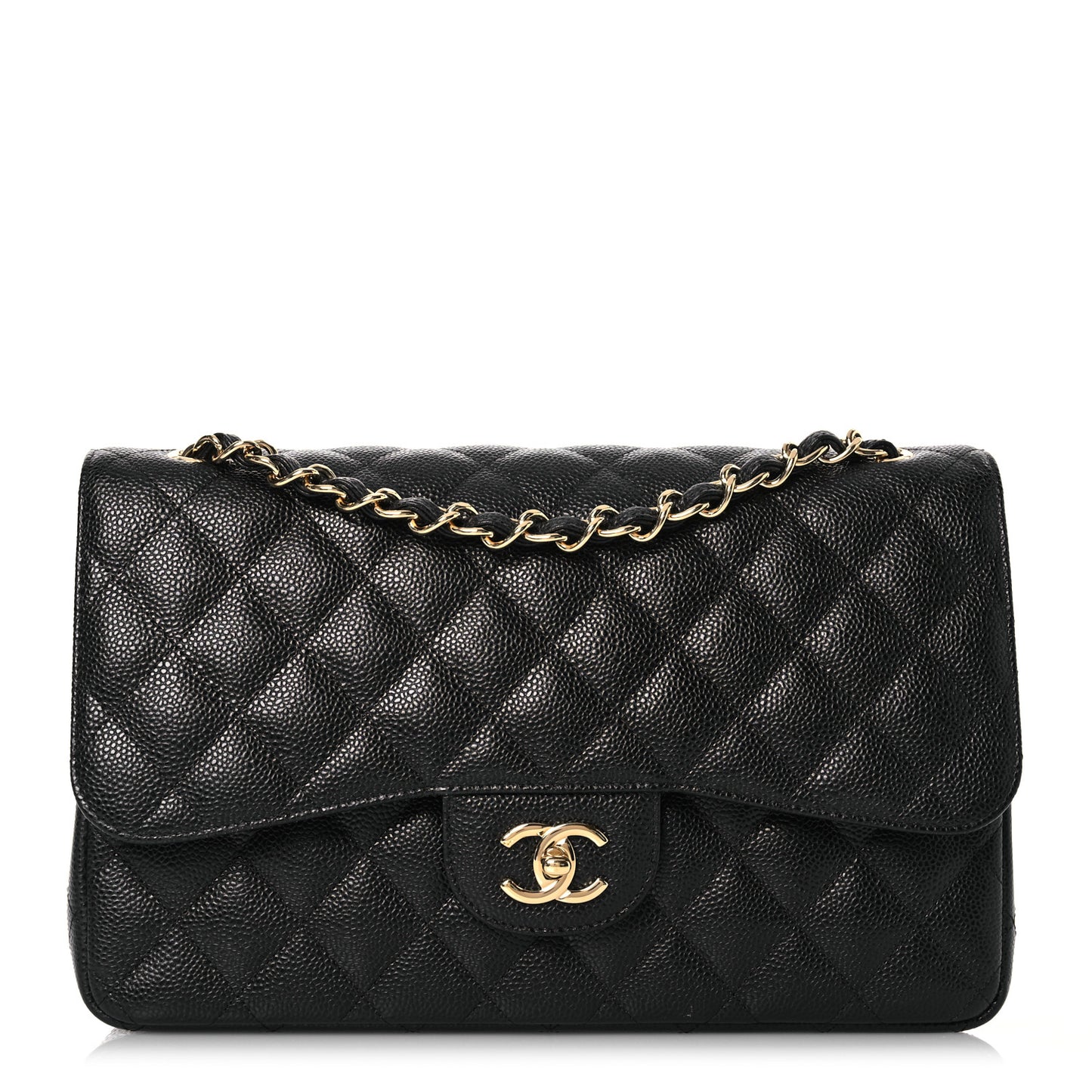 Caviar Quilted Jumbo Double Flap Black