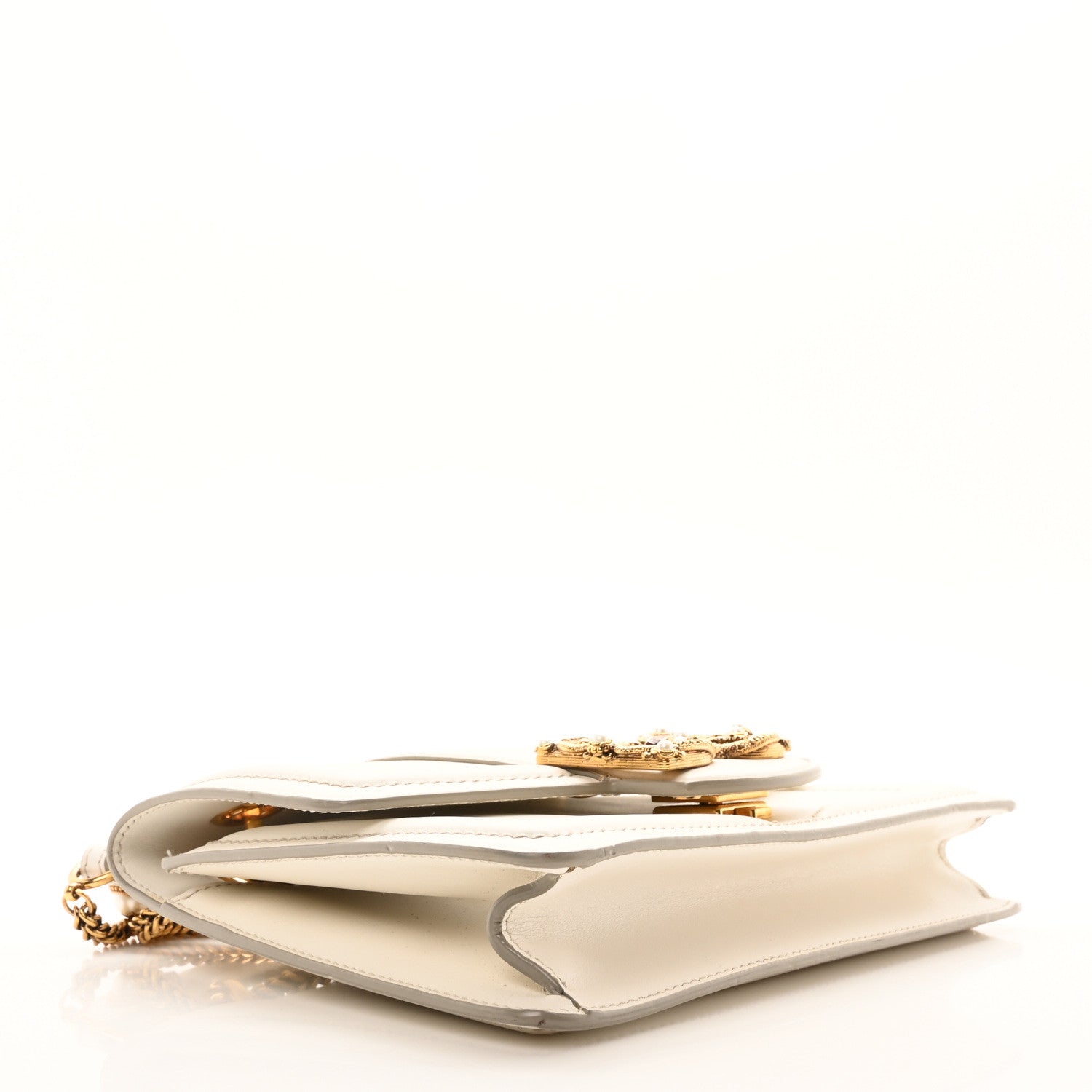 Dolce & Gabbana DOLCE GABBANA Smooth Calfskin Small DG Amore Envelope Bag White 4 of 10