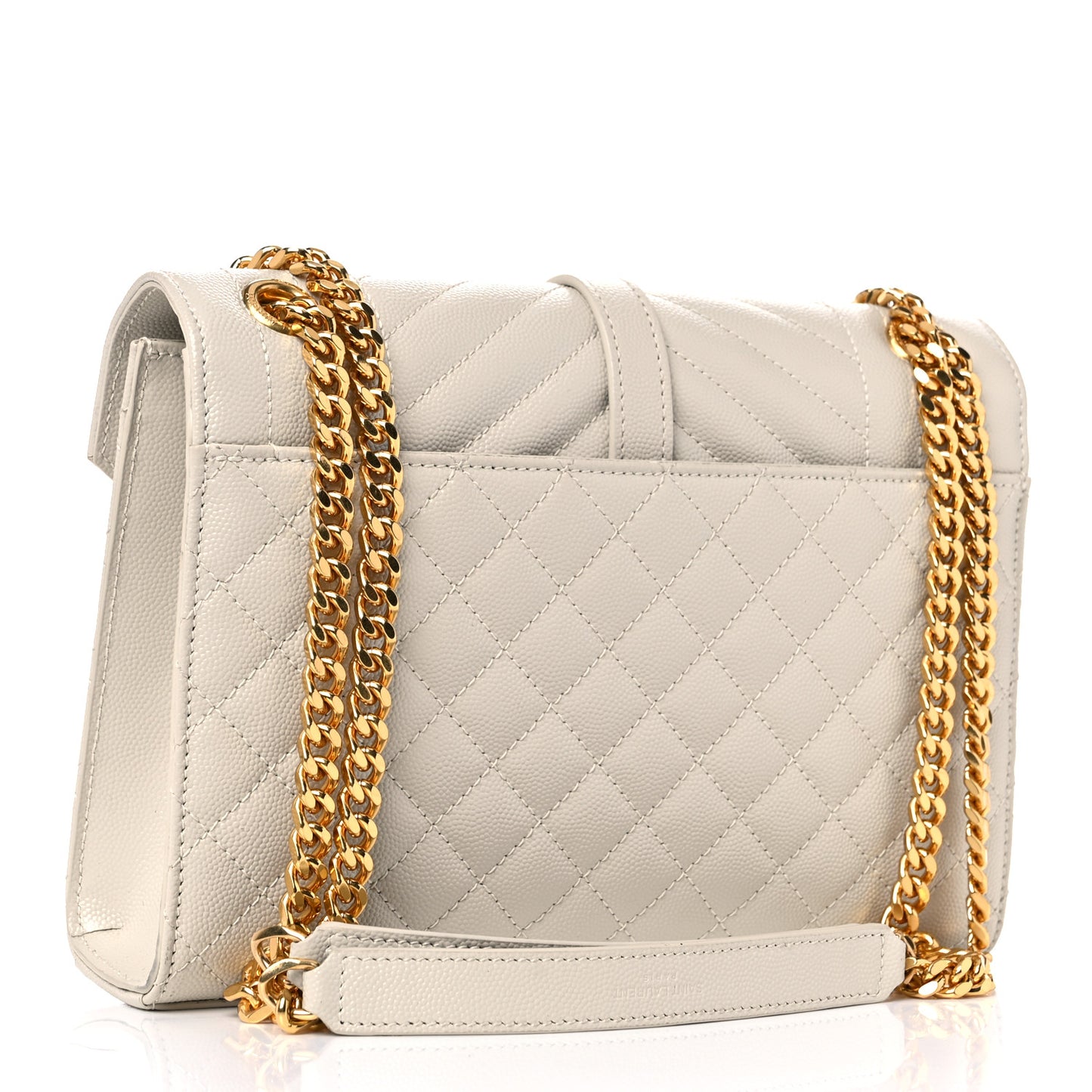Grain De Poudre Textured Mixed Matelasse Medium Triquilt Monogram Satchel Crema Soft