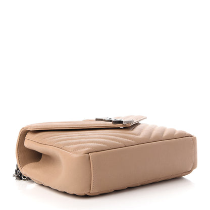 Saint Laurent Sheepskin Matelasse Chevron Monogram Medium College Bag Taupe 4 of 11