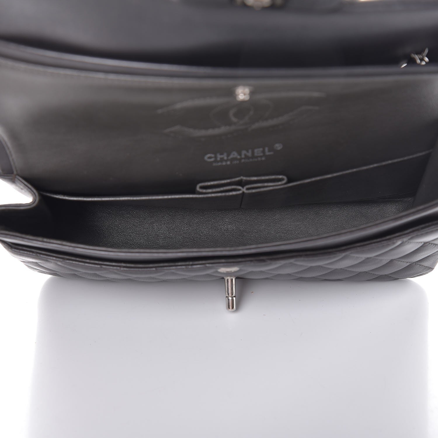 Chanel Lambskin Quilted Medium Double Flap Dark Grey 5 of 8