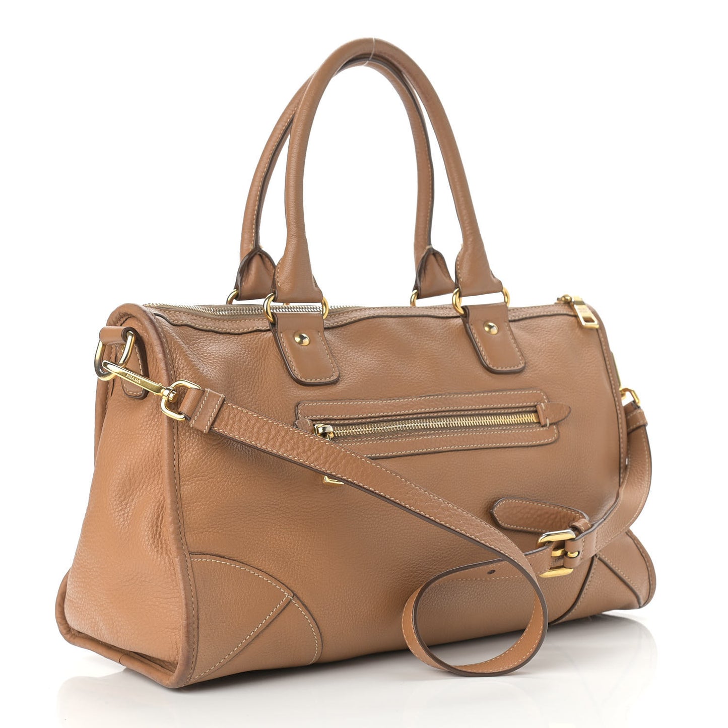 Vitello Daino Shopping Satchel Caramel