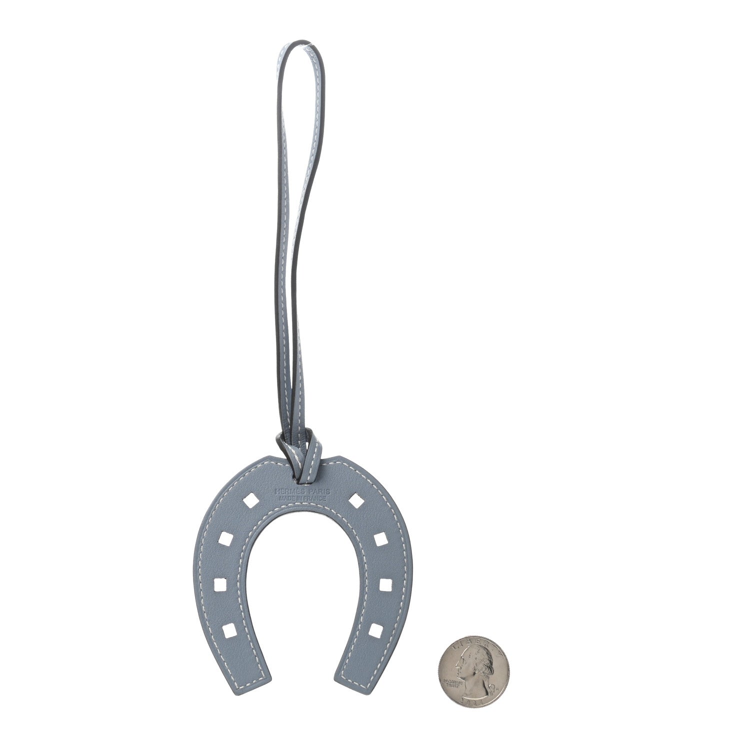 Hermes Swift Paddock Horseshoe Bag Charm Bleu Lin 2 of 4