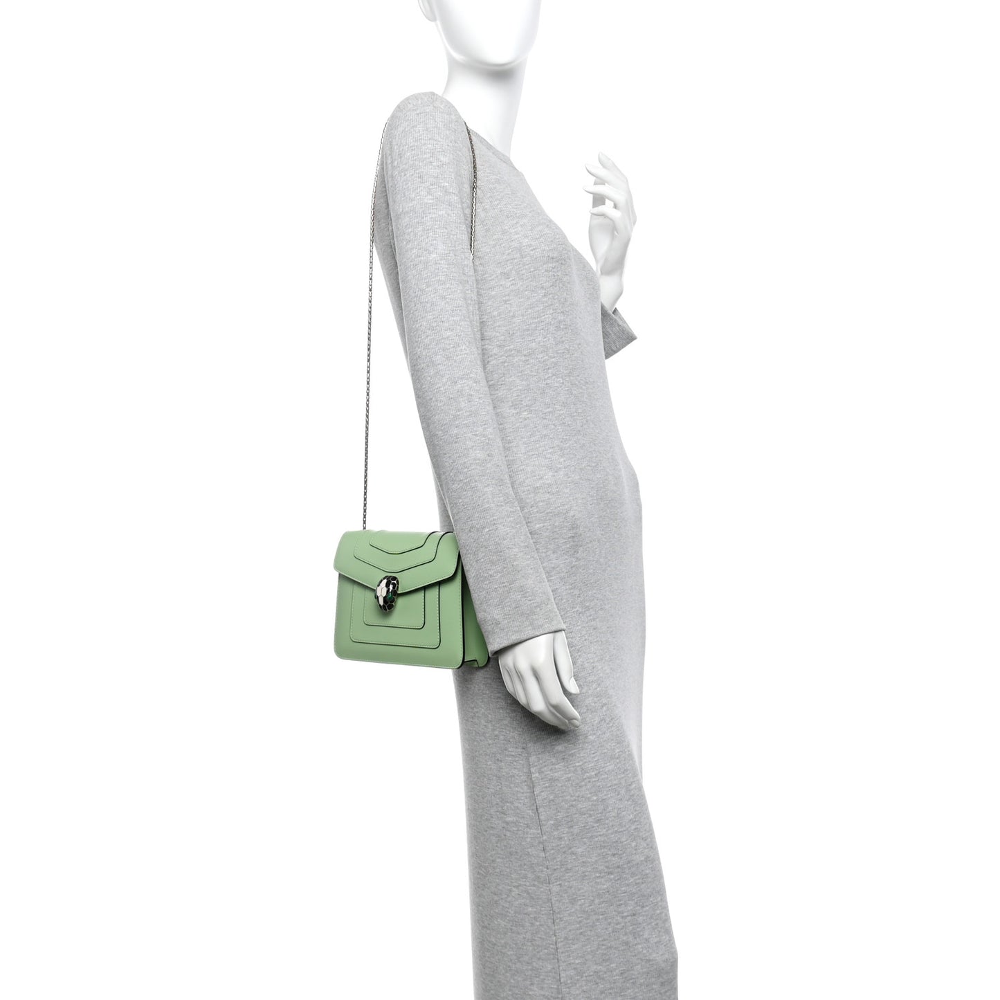 Calfskin Small Serpenti Forever Snake Strap Crossbody Bag Light Green