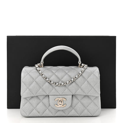 Chanel Metallic Caviar Quilted Mini Top Handle Rectangular Flap Silver 11 of 11