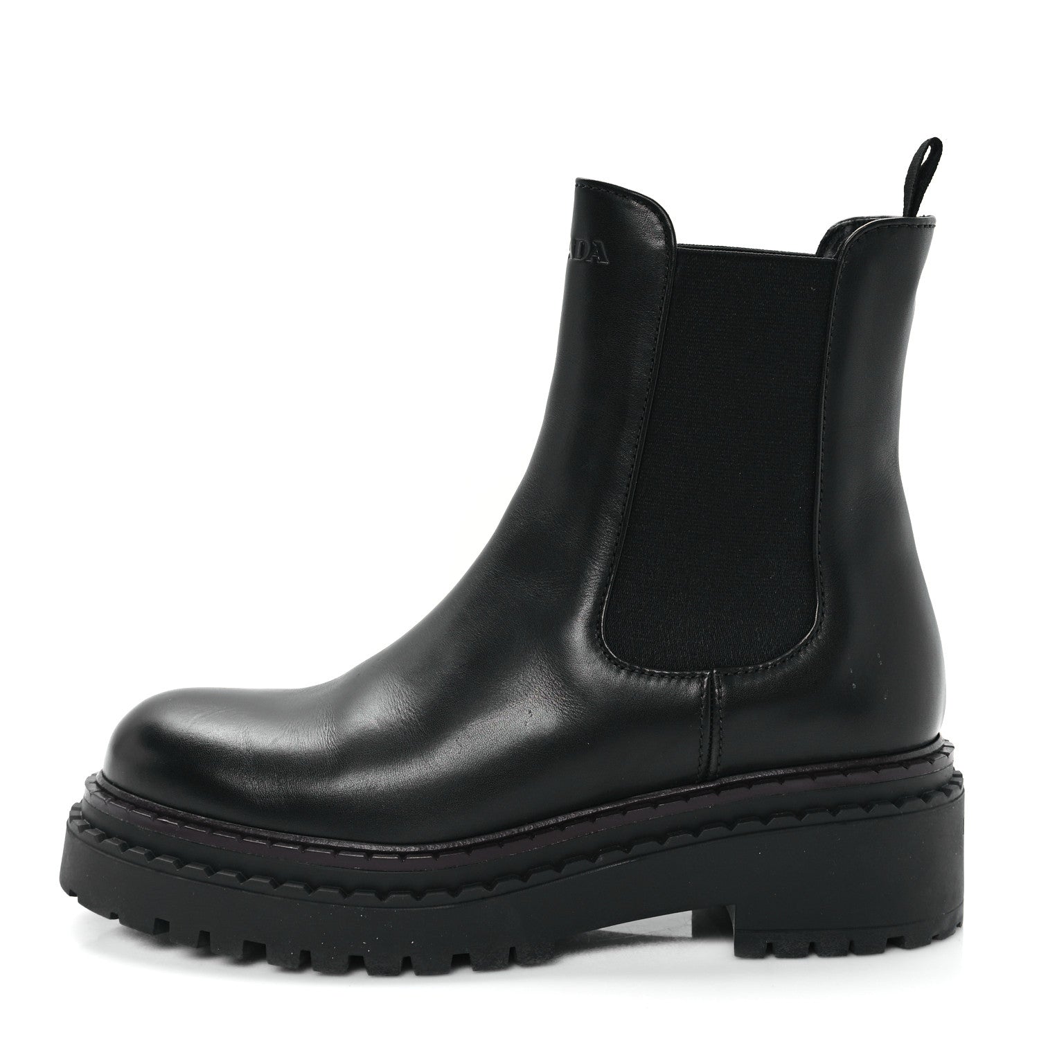 Prada Spazzolato Metal Triangle Logo 50mm Chelsea Boots 37 Black 1 of 11