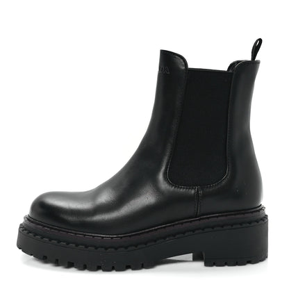 Prada Spazzolato Metal Triangle Logo 50mm Chelsea Boots 37 Black 1 of 11