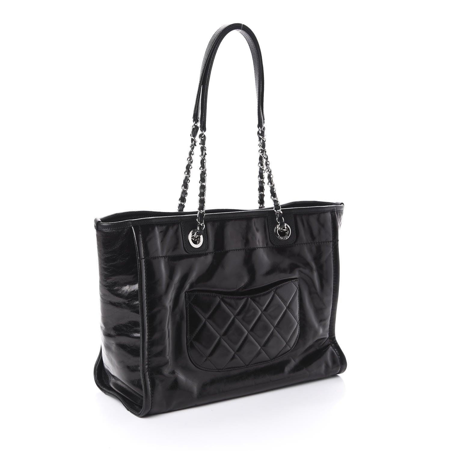 Chanel Glazed Calfskin Small Deauville Tote Black 3 of 10