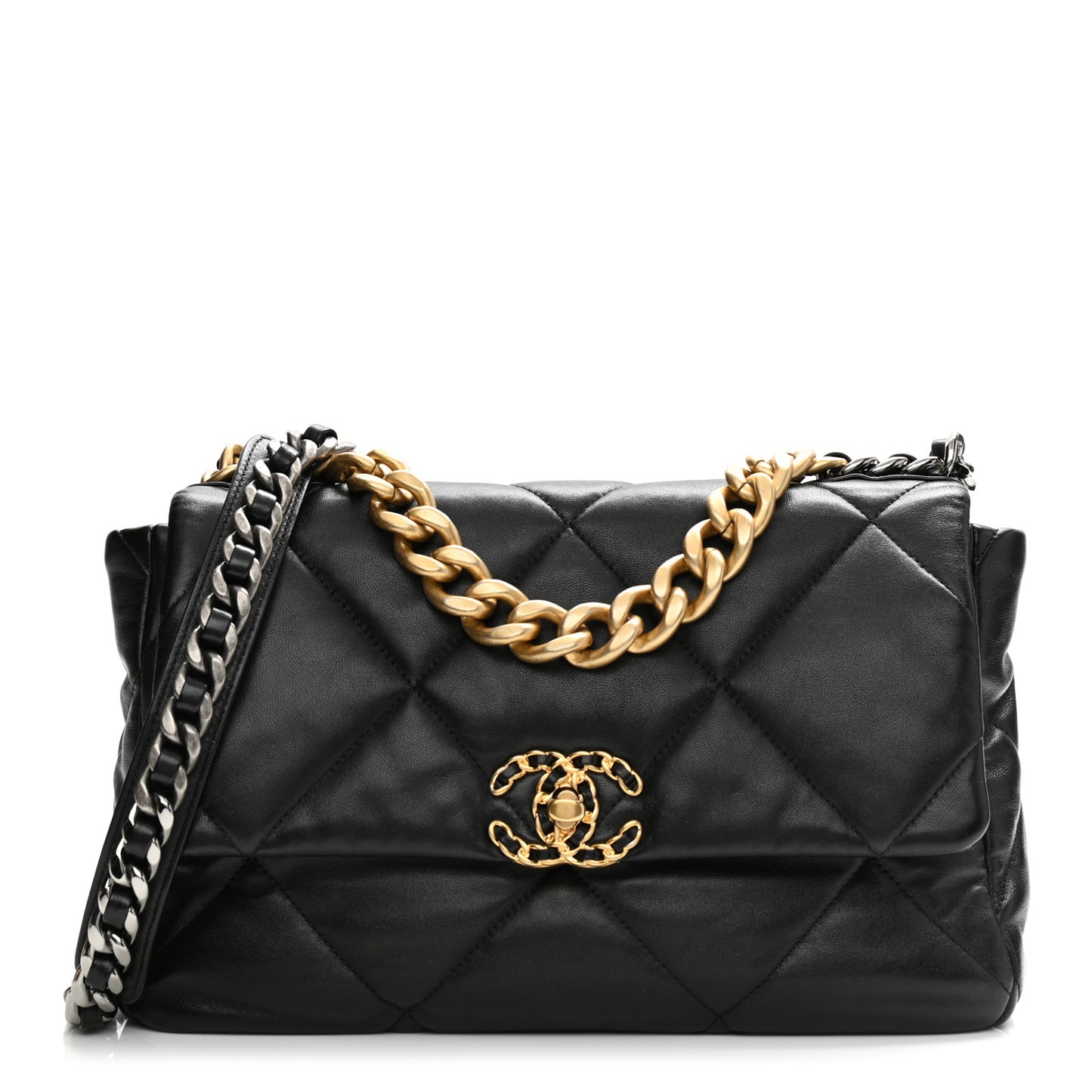 Lambskin Quilted Large Chanel 19 Flap Black