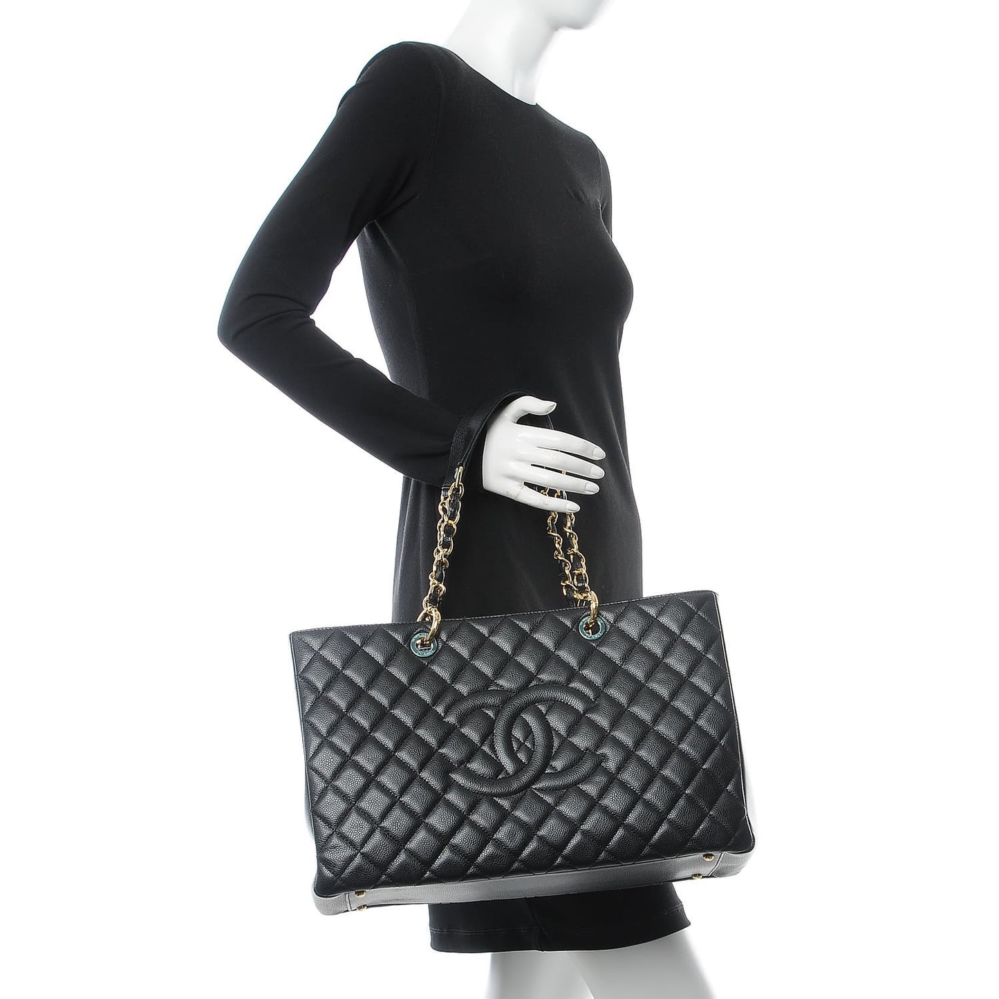 Caviar Quilted XL Grand Shopping Tote GST Black