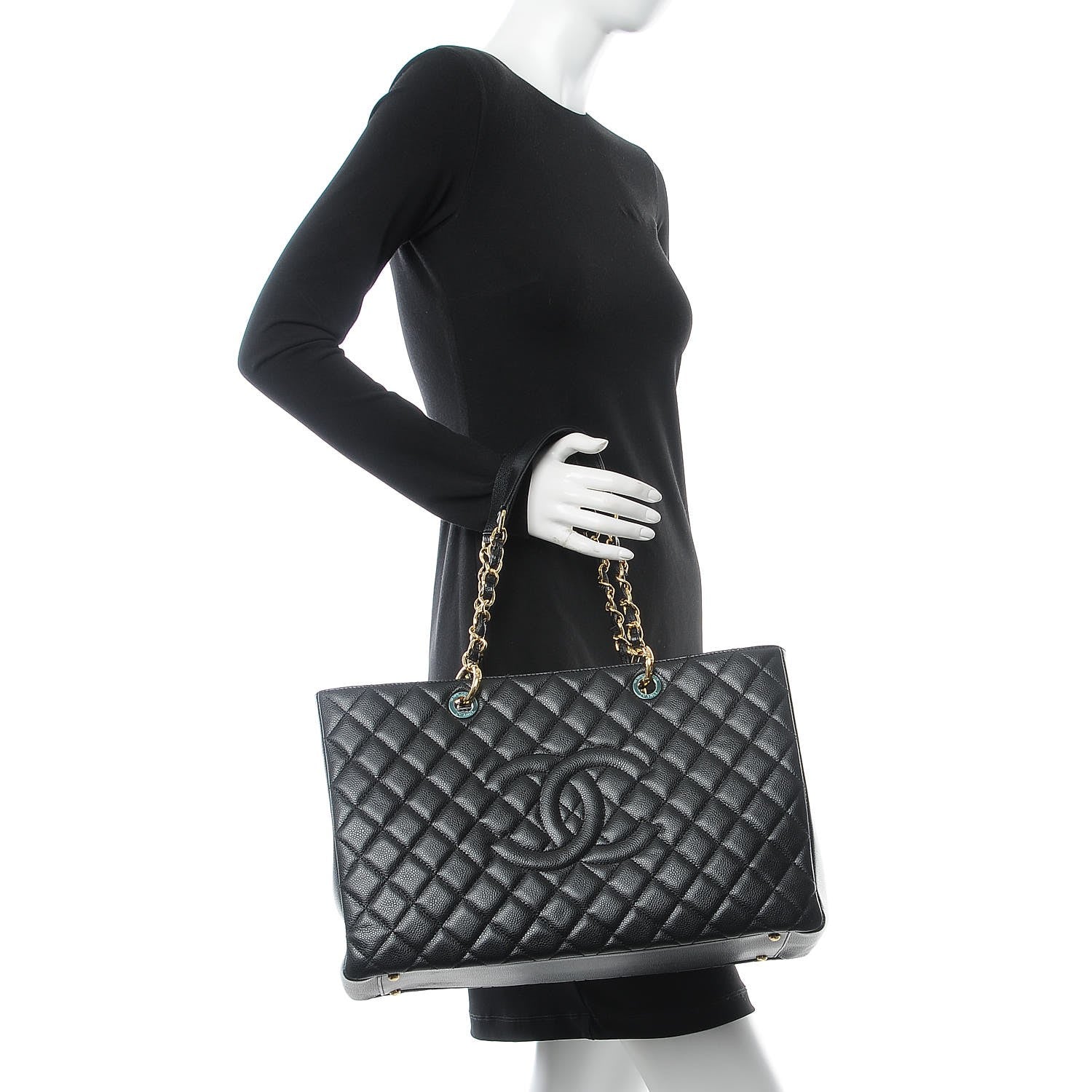 Chanel Caviar Quilted XL Grand Shopping Tote GST Black 2 of 7
