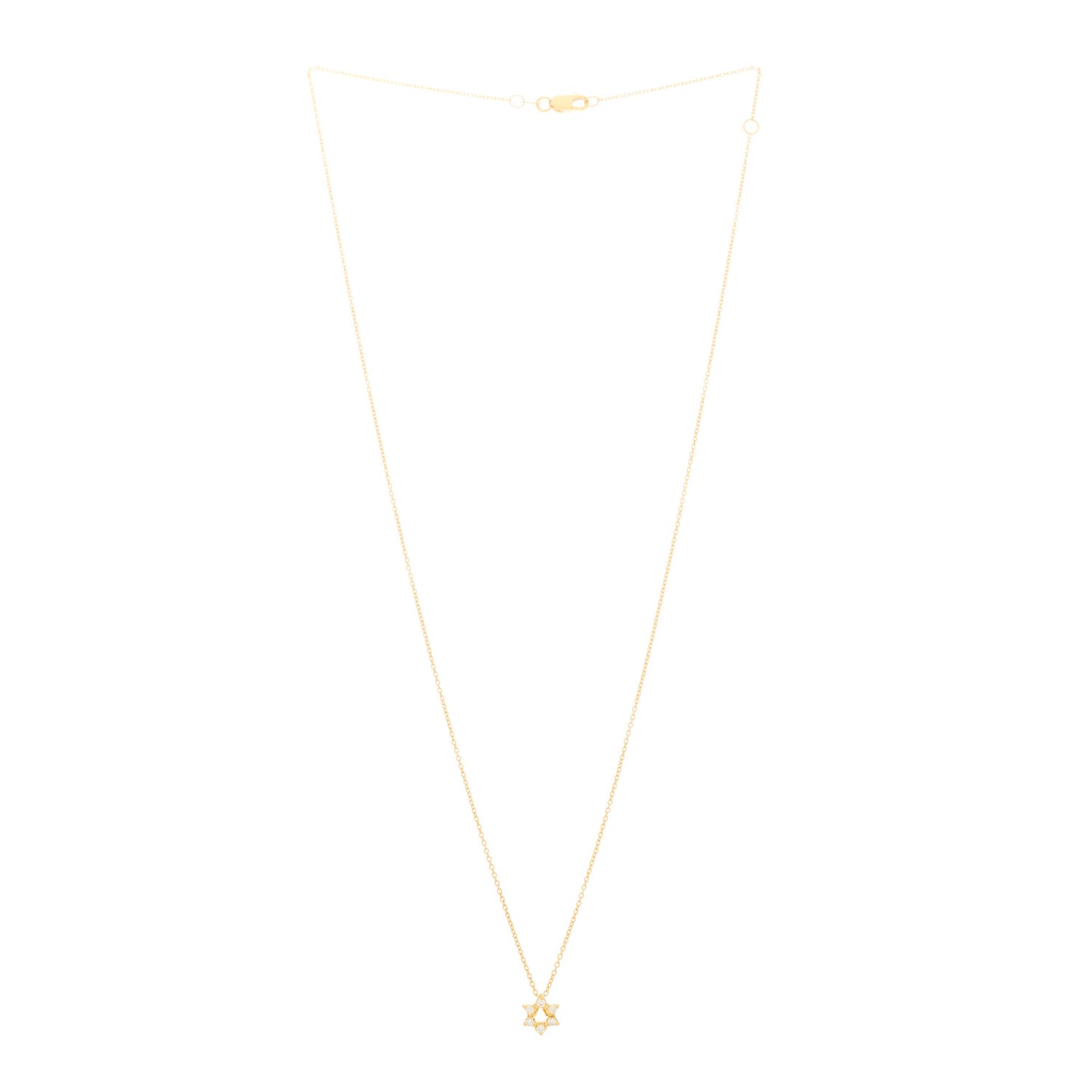 18K Yellow Gold Diamond Tiny Treasures Star of David Pendant Necklace