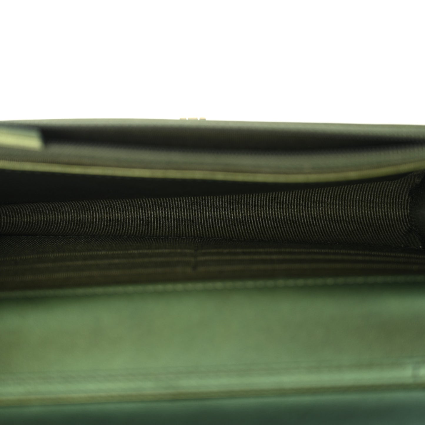 Metallic Aged Calfskin Quilted 2.55 Reissue Wallet on Chain WOC Green