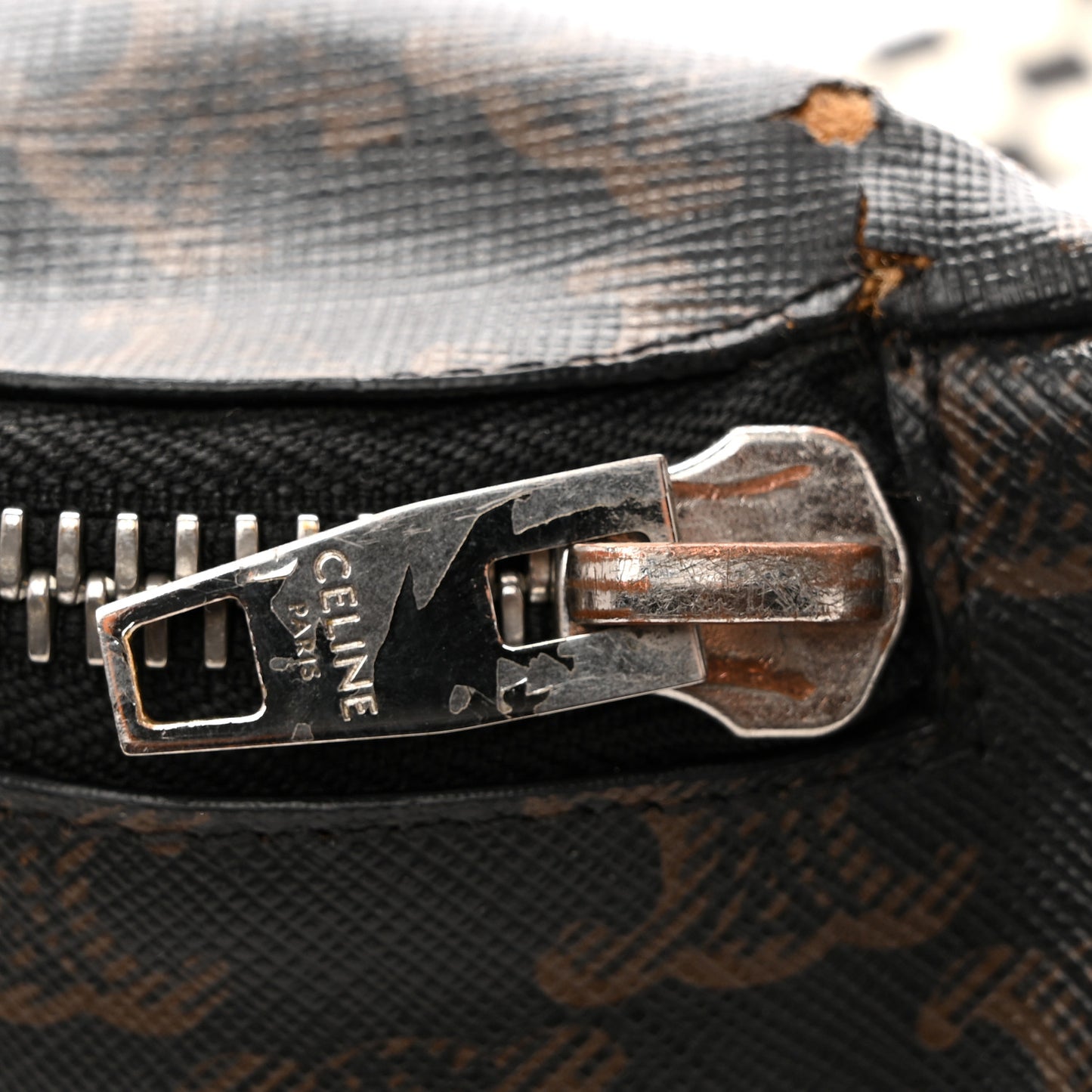 Triomphe Logo Canvas Checker Belt Bag Black