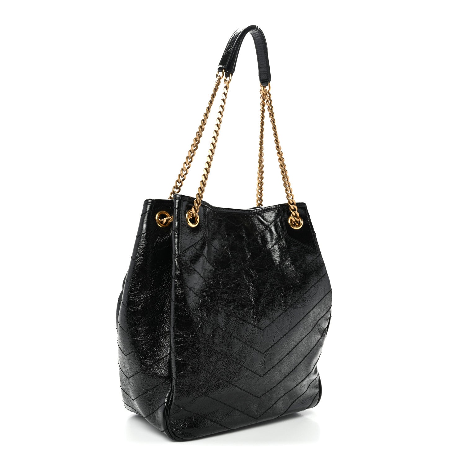 Saint Laurent Crinkled Calfskin Matelasse Monogram Small Niki Tote Black 3 of 10
