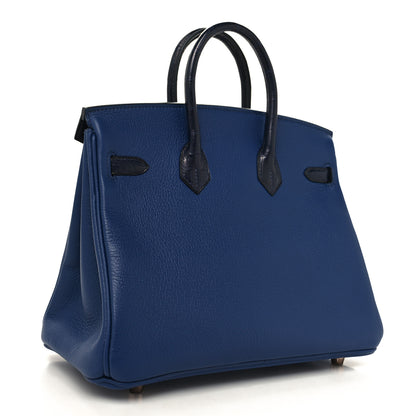 Hermes Taurillon Novillo Matte Alligator Birkin Touch 25 Bleu Saphir Marine 3 of 12