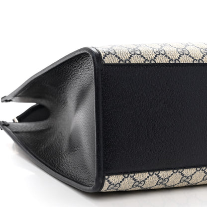 Gucci GG Supreme Monogram Textured Dollar Calfskin Web Medium Retro Interlocking G Tote Bag Beige Blue 8 of 9
