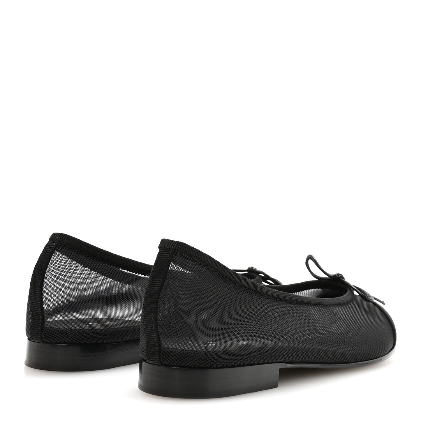 Mesh Grosgrain CC Cap Toe Ballerina Flats 37 Black